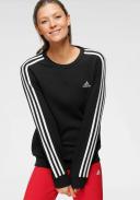 adidas-Essentials 3-Stripes Fleece Sweatshirt-Women-Black / White-XL