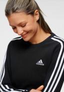 adidas-Essentials 3-Stripes Fleece Sweatshirt-Women-Black / White-XL