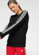 adidas-Essentials 3-Stripes Fleece Sweatshirt-Women-Black / White-XL