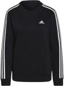 adidas-Essentials 3-Stripes Fleece Sweatshirt-Women-Black / White-XL