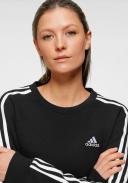 adidas-Essentials 3-Stripes Fleece Sweatshirt-Women-Black / White-XL