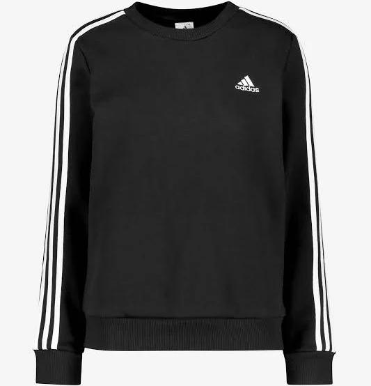 adidas-Essentials 3-Stripes Fleece Sweatshirt-Women-Black / White-XL