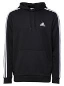 adidas-Essentials 3-Stripes Hoodie-Men-Black / White-l