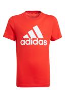 adidas-Essentials Big Logo Cotton Tee-Kids-Better Scarlet / White-7-8Y