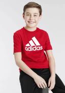 adidas-Essentials Big Logo Cotton Tee-Kids-Better Scarlet / White-7-8Y