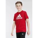 adidas-Essentials Big Logo Cotton Tee-Kids-Better Scarlet / White-7-8Y