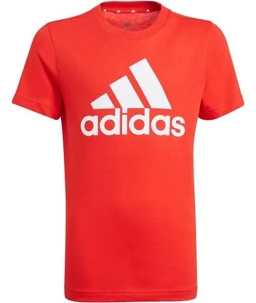 adidas-Essentials Big Logo Cotton Tee-Kids-Better Scarlet / White-7-8Y