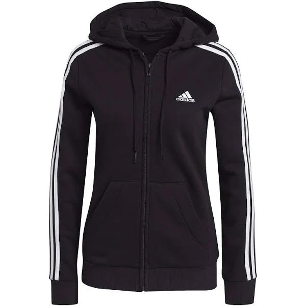 Adidas Essentials Fleece 3-Stripes Full-Zip Hoodie. Womens. Black 2XL