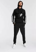 adidas-Essentials Fleece 3-Stripes Hoodie-Men-Black / White-l