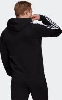 adidas-Essentials Fleece 3-Stripes Hoodie-Men-Black / White-XL