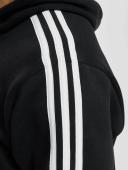 adidas-Essentials Fleece 3-Stripes Hoodie-Men-Black / White-XL