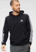 adidas-Essentials Fleece 3-Stripes Hoodie-Men-Black / White-XL