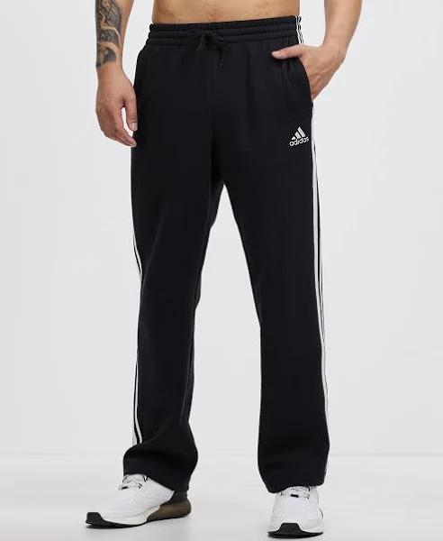 adidas-Essentials Fleece Open Hem 3-Stripes Pants-Men-Black-L