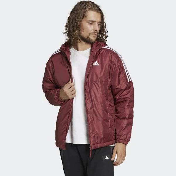 adidas-Essentials Insulated Hooded Jacket-Men-Shadow Red-M