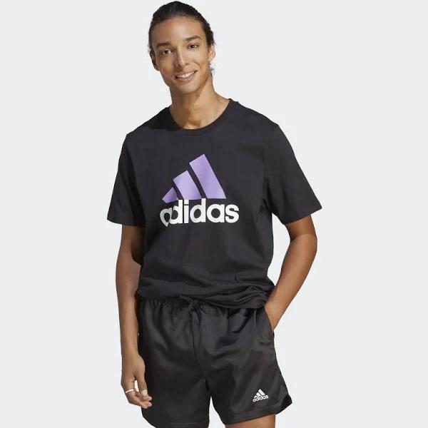 adidas-Essentials Single Jersey Big Logo Tee-Men-Black / Violet Fusion-L