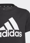 adidas-Essentials Tee-Kids-Black / White-6-7Y