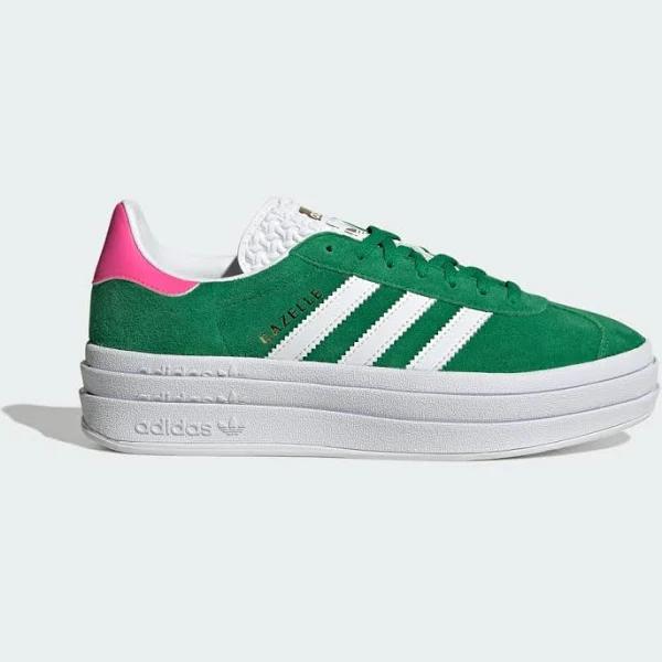 adidas-Gazelle Bold Shoes-Women-Green / Cloud White / Lucid Pink-10