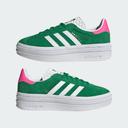 adidas-Gazelle Bold Shoes-Women-Green / Cloud White / Lucid Pink-8.5