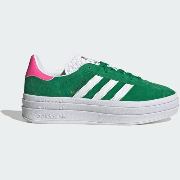 adidas-Gazelle Bold Shoes-Women-Green / Cloud White / Lucid Pink-8.5