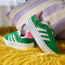 adidas-Gazelle Bold Shoes-Women-Green / Cloud White / Lucid Pink-9