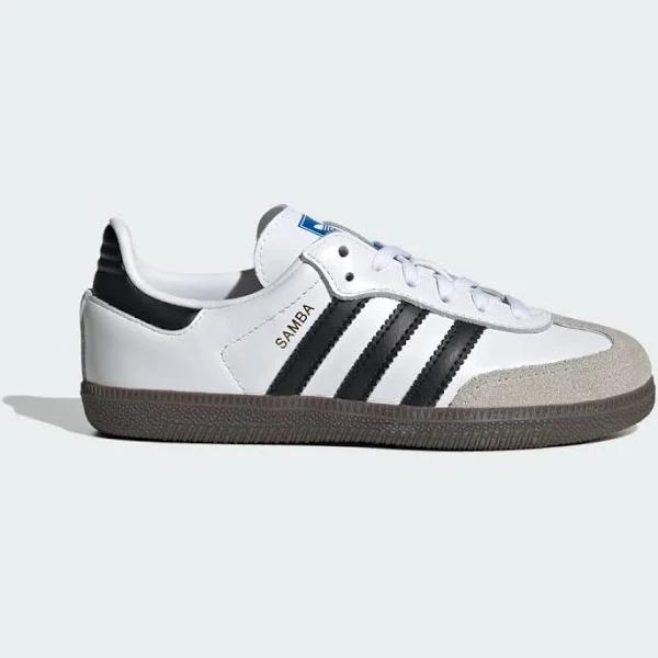 Adidas Kids Samba OG C White Black Shoes - Size 2 - Ftwwht/cblack/gum5