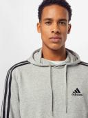 Adidas - Men's 3 Stripe French Terry Hoodie - Medium Grey Heather/Black - XL