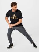Adidas Men's 3 Stripe French Terry Pants (Dark Grey Heather/Black) S