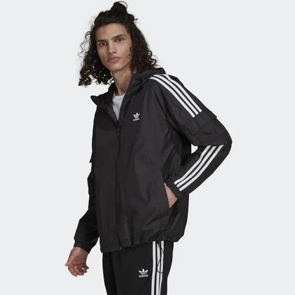 Adidas Men's 3 Stripes Windbreaker Jacket (Black)