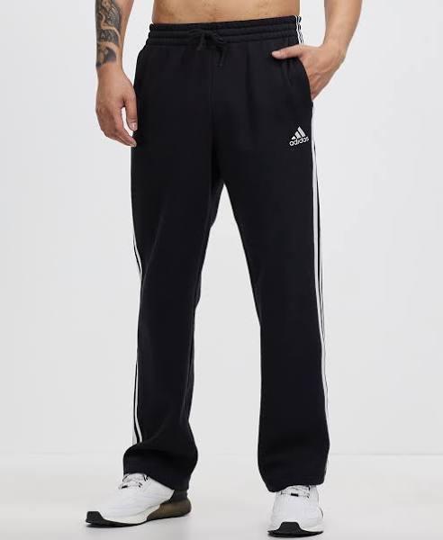Adidas Mens Essentials Fleece Open Hem 3-Stripes Pants Black XXL