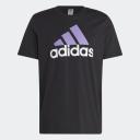 Adidas Mens Essentials Single Jersey Big Logo Tee Black/Violet Fusion / XL