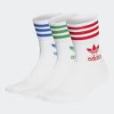 Adidas Mid Cut Crew Socks 3 Pack - White/Glow orange/acid Orange S