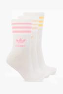 Adidas Mid Cut Crew Socks 3 Pack - White/Glow orange/acid Orange S