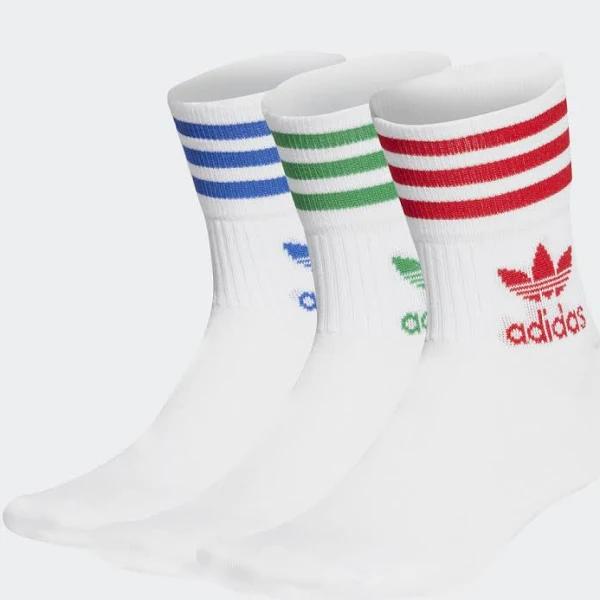 Adidas Mid Cut Crew Socks 3 Pack - White/Glow orange/acid Orange S