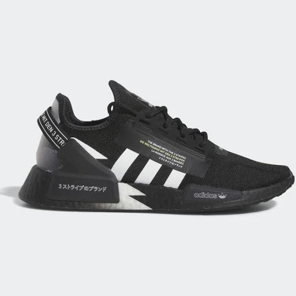 adidas-NMD_R1 V2 Shoes-Men-Core Black / Cloud White / Solar Yellow-M 8.5 / W 9.5