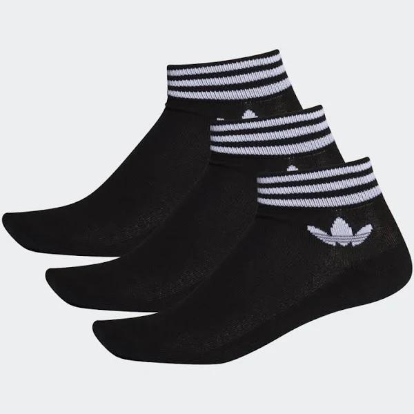 Adidas Originals 3-Pack Black Trefoil Logo Ankle Socks