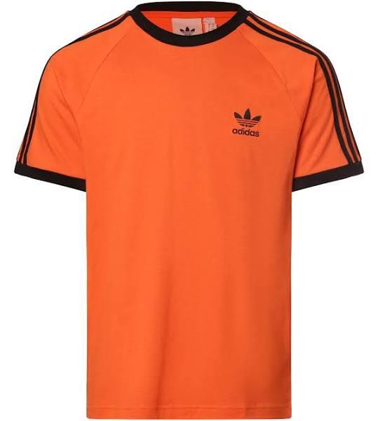 Adidas Originals 3 Stripe Tee in Impact Orange