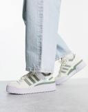 Adidas Originals Forum Bold Stripe Sneakers in White and Sage Green
