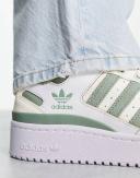 Adidas Originals Forum Bold Stripe Sneakers in White and Sage Green