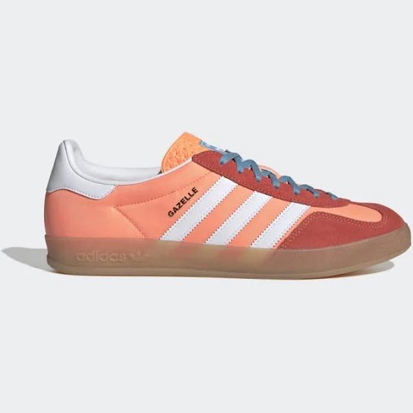 Adidas Originals Gazelle Indoor Gum Sole Sneakers in Orange and White