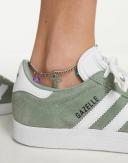 Adidas Originals Gazelle Sneakers in Silver Green / White