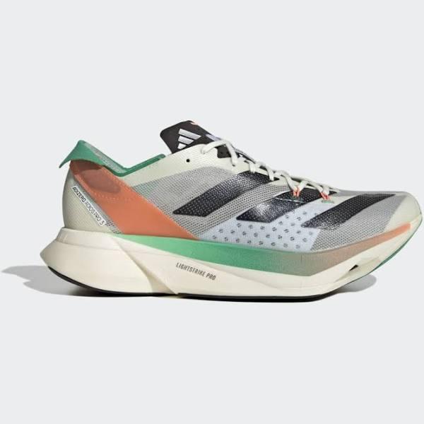 Adidas Unisex Adizero Adios Pro 3.0 Running Shoes White Tint/Core Black/Coral Fusion