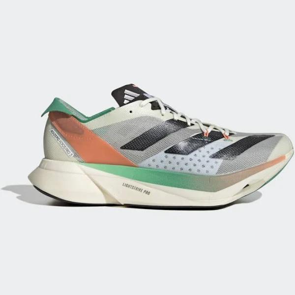 Adidas Unisex Adizero Adios Pro 3.0 Running Shoes White Tint/Core Black/Coral Fusion