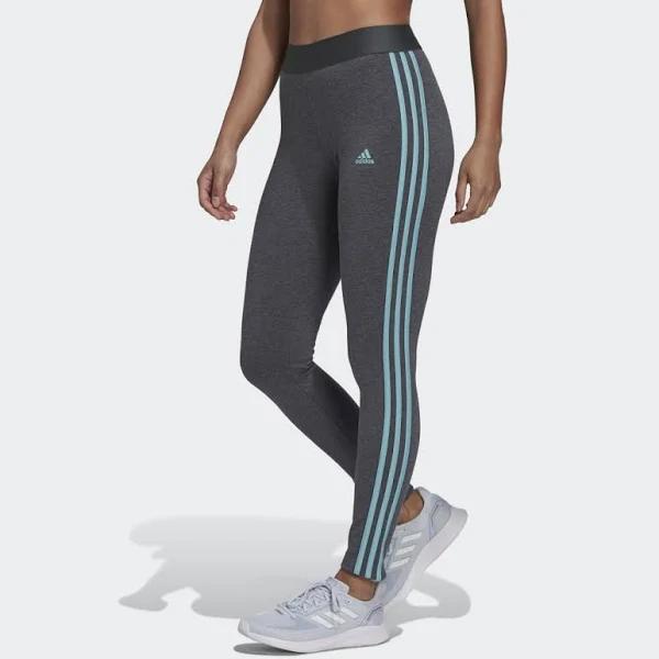 Adidas - Women's 3 Stripes Leggings - Dark Grey Heather/Mint Ton - XS