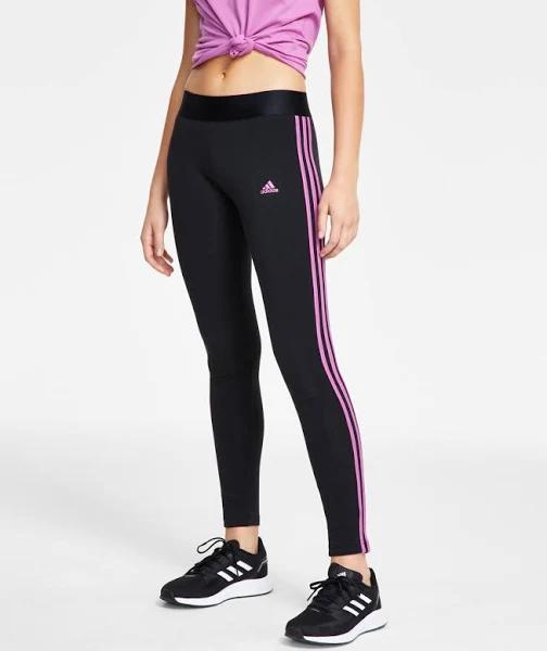 Adidas Women's Plus Legging Black & Semi Pulse Lilac Side-Stripe Leggings 1x