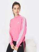 Adidas Womens 3-Stripes High Neck Fleece Sweatshirt Pink XL