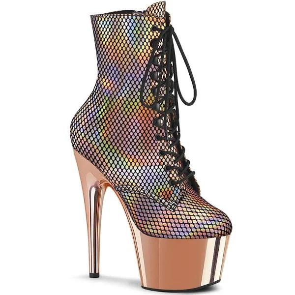 ADORE-1020HFN Rose Gold Holo/Rose Gold Chrome Ankle Boot 10