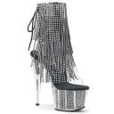 ADORE-1024RhinestoneF Black Faux Leather-Silver Ankle Boot 5