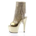 ADORE-1024RhinestoneF Black Faux Leather-Silver Ankle Boot 5