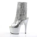 ADORE-1024RhinestoneF Black Faux Leather-Silver Ankle Boot 5