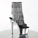 ADORE-1024RhinestoneF Black Faux Leather-Silver Ankle Boot 5
